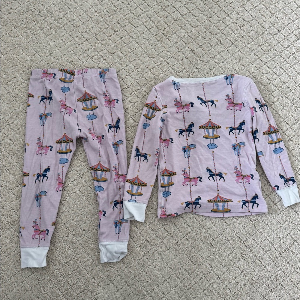 Roller Rabbit Carousel Print Pajama Set for Toddler Girl Pima Cotton - Picture 2 of 4